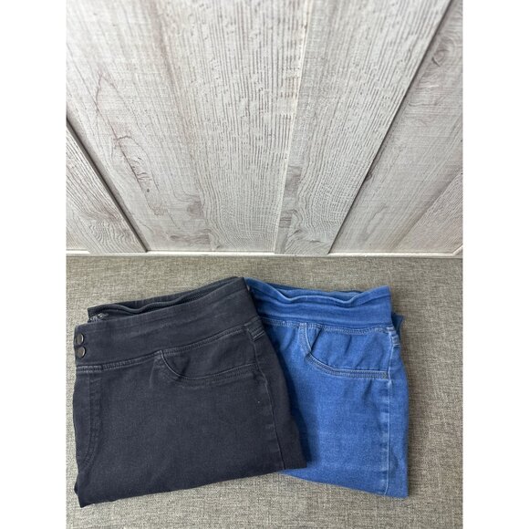 Terra & Sky Denim - Terra & Sky 2 Pairs Womens Plus Size Jeggings 16W Black & Blue Stretch Denim